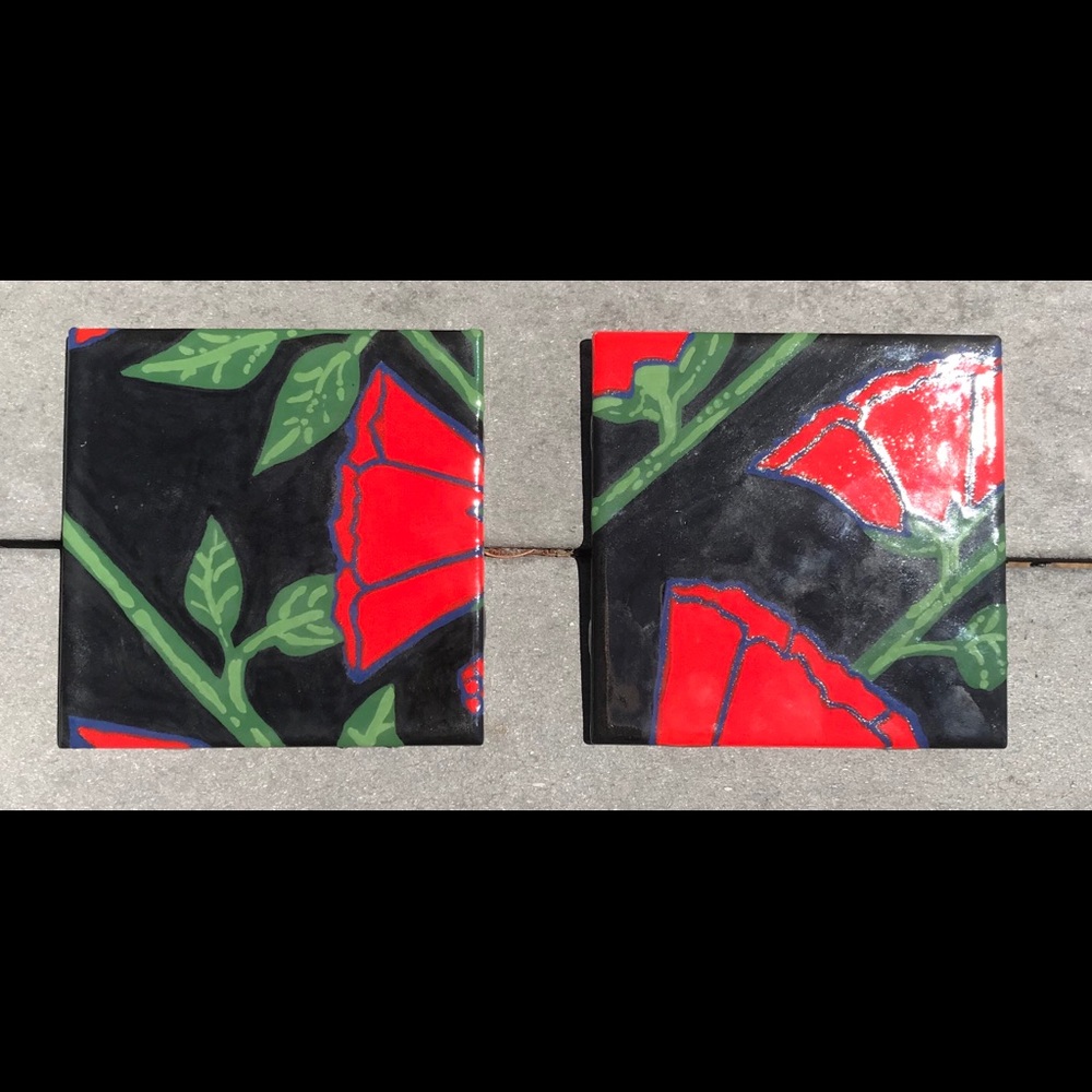 Beautiful 2 piece Hand painted art tiles